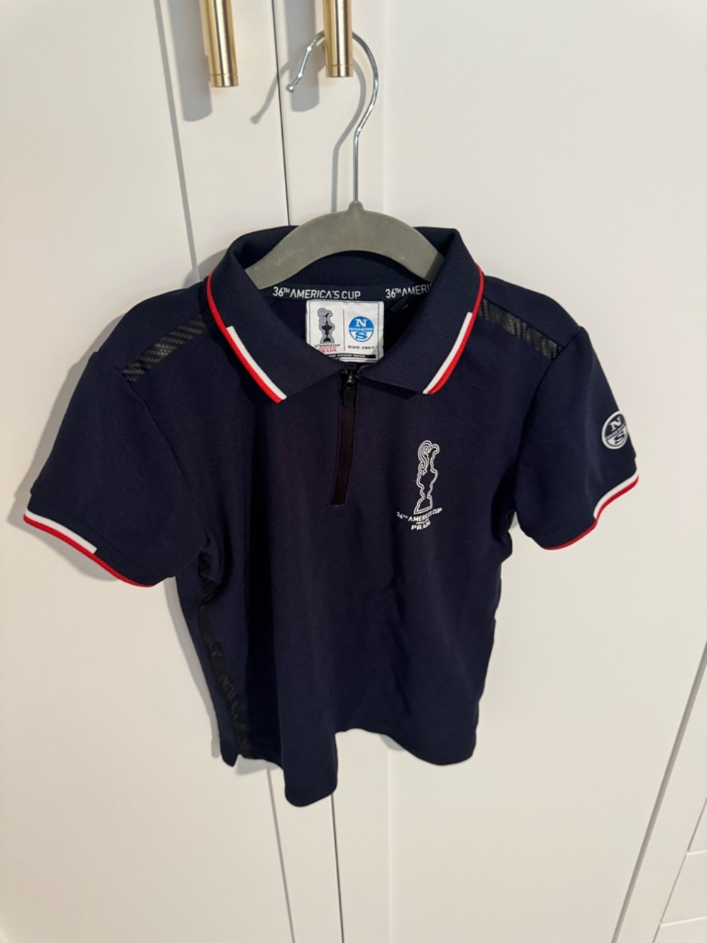 Prada Navy Polo with Red and White Trim